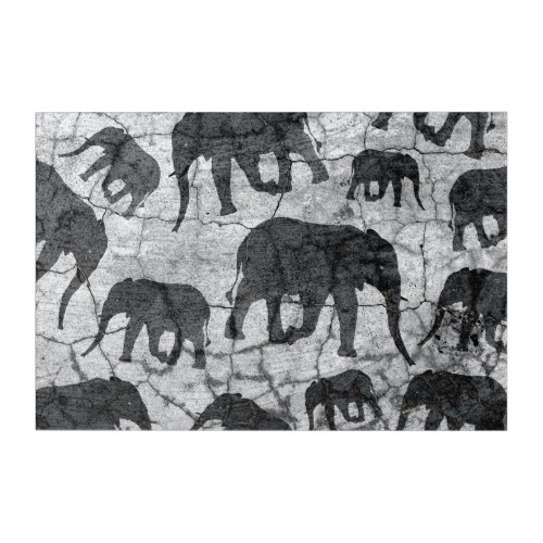 Elephant Concrete Jungle Pattern Design Acrylic Print