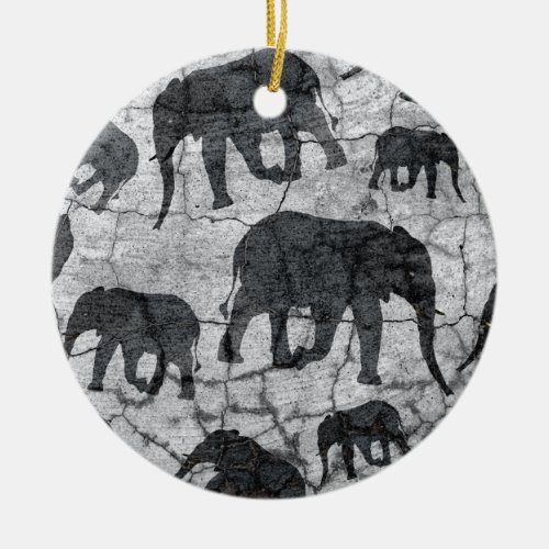 Elephant Concrete Jungle Pattern Design Ceramic Ornament