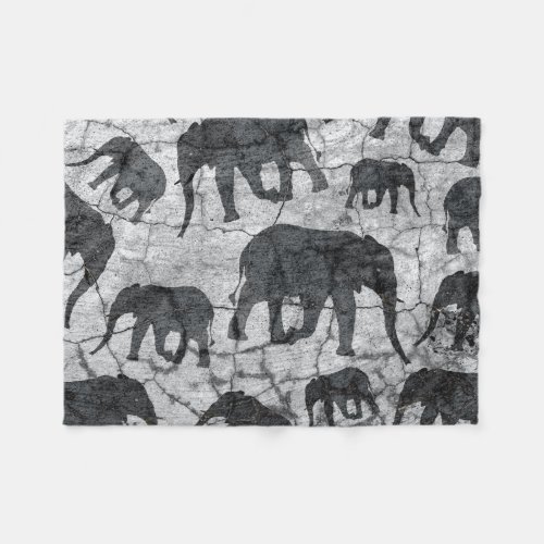 Elephant Concrete Jungle Pattern Design Fleece Blanket