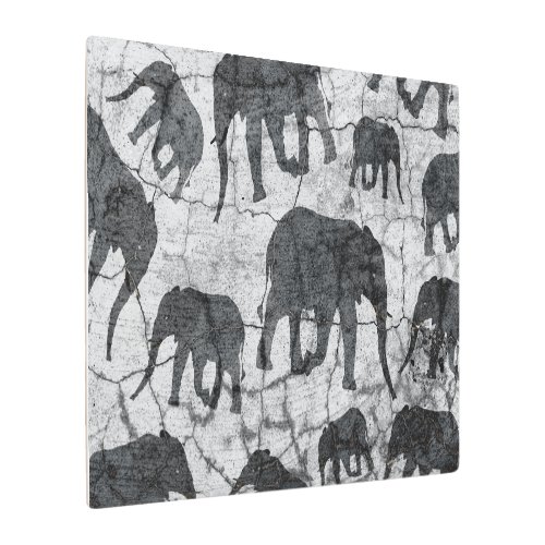 Elephant Concrete Jungle Pattern Design Metal Print