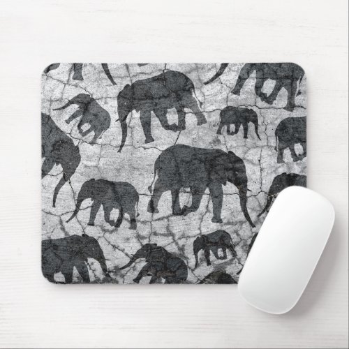 Elephant Concrete Jungle Pattern Design Mouse Pad
