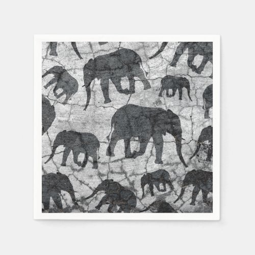 Elephant Concrete Jungle Pattern Design Napkins