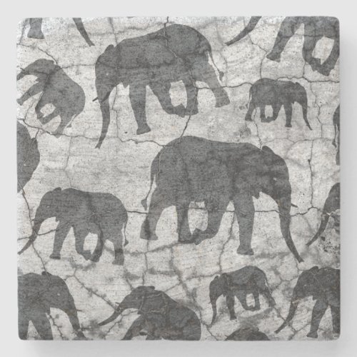 Elephant Concrete Jungle Pattern Design Stone Coaster