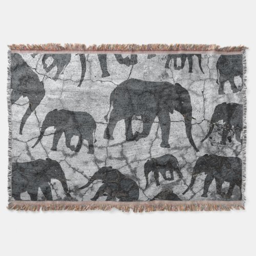 Elephant Concrete Jungle Pattern Design Throw Blanket