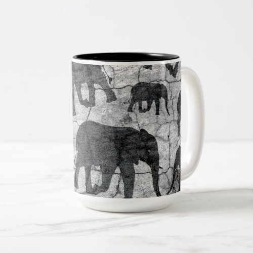 Elephant Concrete Jungle Pattern Design Two_Tone Coffee Mug