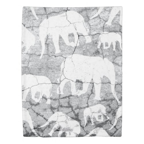 Elephant Concrete Jungle Pattern Duvet Cover