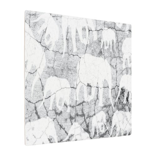 Elephant Concrete Jungle Pattern Metal Print