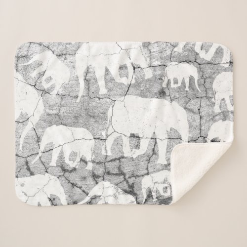 Elephant Concrete Jungle Pattern Sherpa Blanket