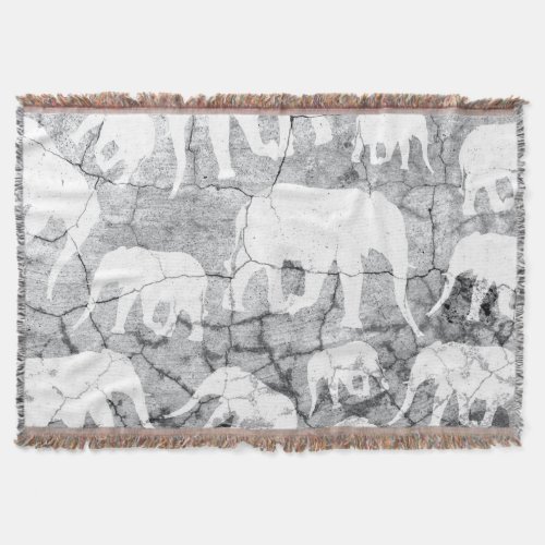 Elephant Concrete Jungle Pattern Throw Blanket