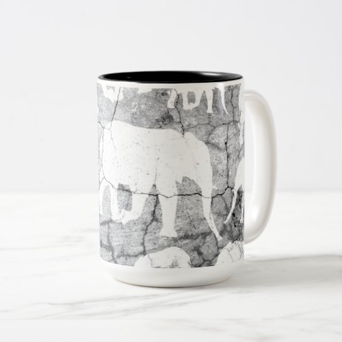 Elephant Concrete Jungle Pattern Two_Tone Coffee Mug