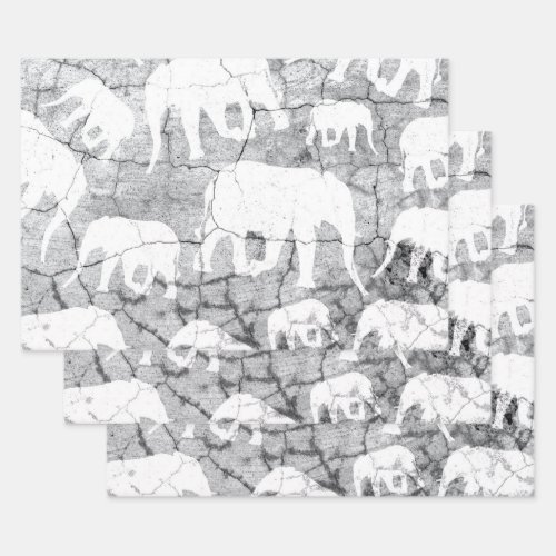 Elephant Concrete Jungle Pattern Wrapping Paper Sheets