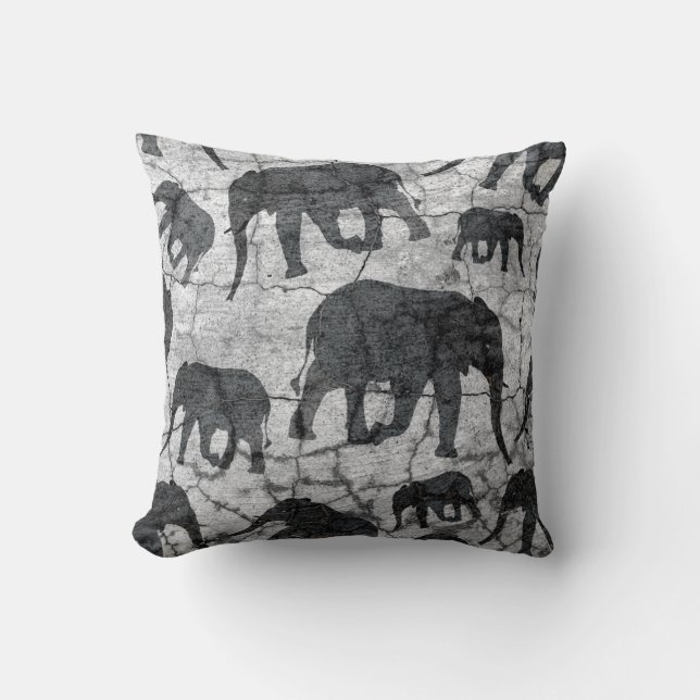 Elephant Concrete Pattern Design Throw Pillow (Front)