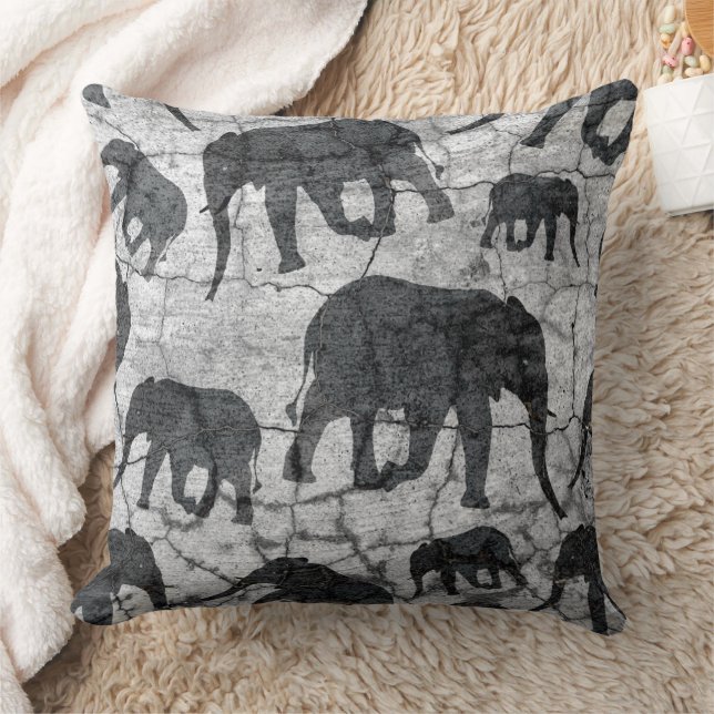 Elephant Concrete Pattern Design Throw Pillow (Blanket)