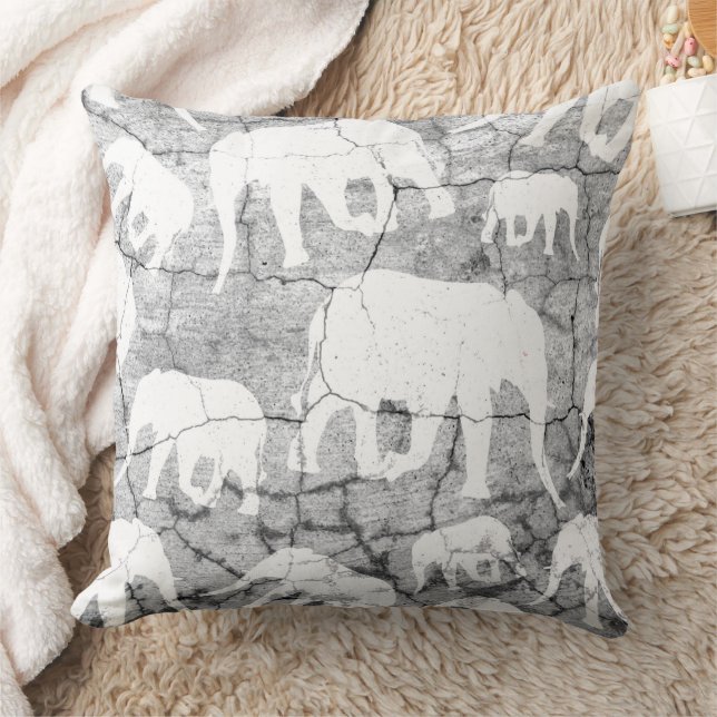Elephant Concrete Pattern Throw Pillow (Blanket)