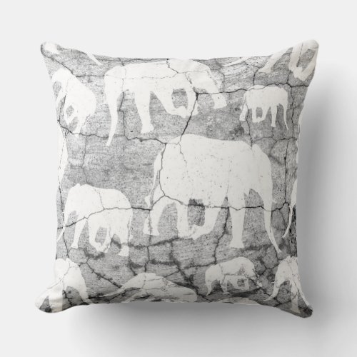 Elephant Concrete Pattern Throw Pillow