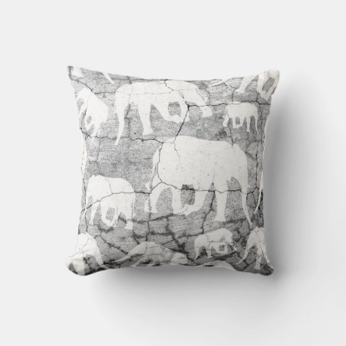 Elephant Concrete Pattern Throw Pillow