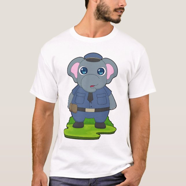 Elephant Cop Police hat Police T-Shirt (Front)