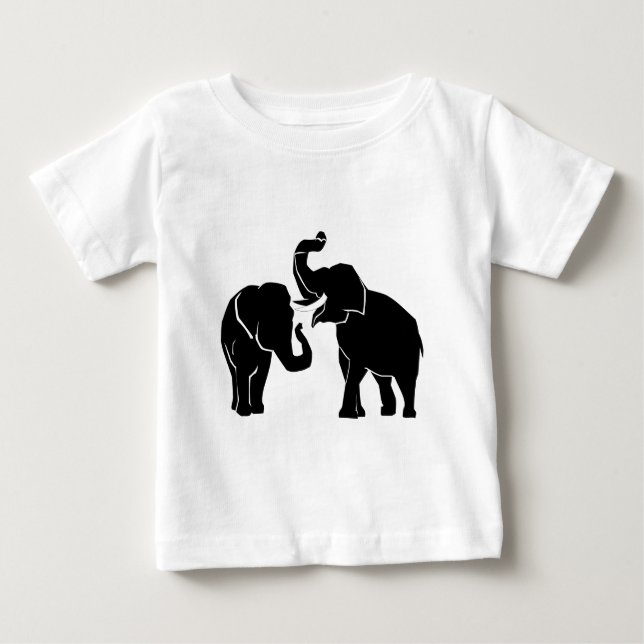 Elephant Couple Custom Colors Baby T-Shirt (Front)