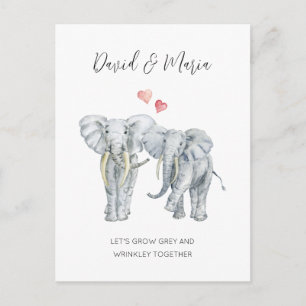 Elephant Couple Engagement or Anniversary Postcard