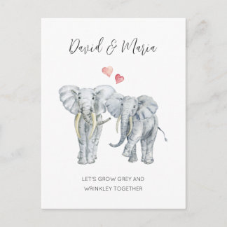 Elephant Couple Engagement or Anniversary Postcard