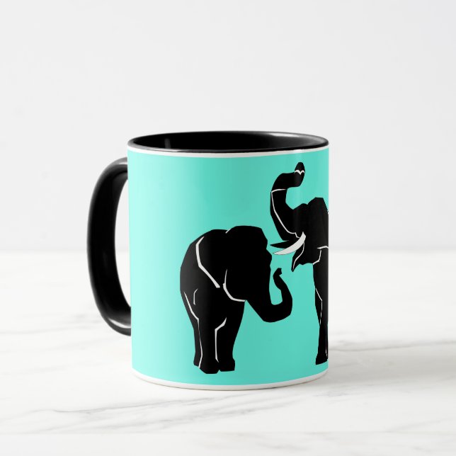 Elephant Couple Mug Custom Colors (Front Left)