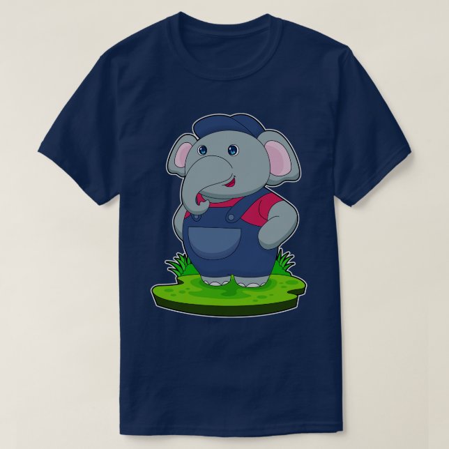 Elephant Craftsman Overalls T-Shirt (Design Front)