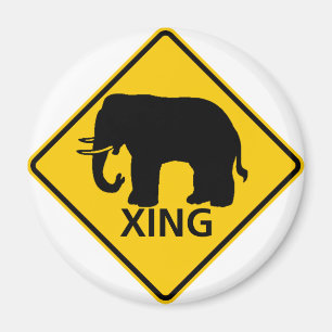 Elephant Crossing Highway Sign Magnet