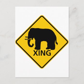 Elephant Crossing Highway Sign Postcard by wesleyowns at Zazzle