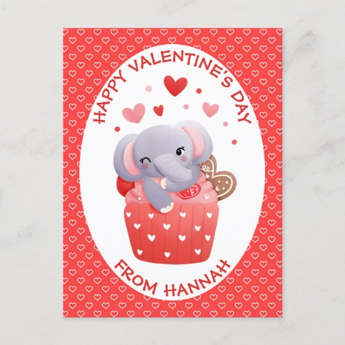 Elephant cupcake Kids Valentine Postcard