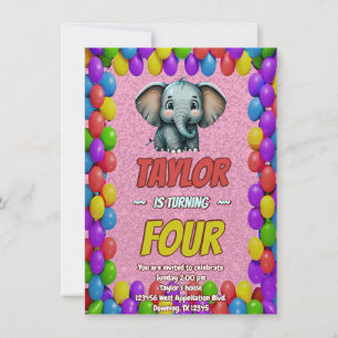 Elephant Cute Personalized Birthday Invite Kids