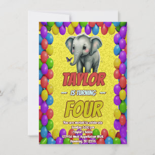 Elephant Cute Personalized Birthday Invite Kids