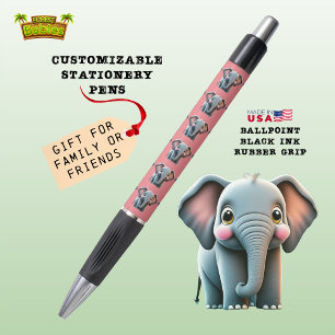 Elephant Cute Safari Jungle Woodland Animal Pink🐘 Pen