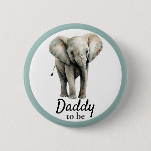 Elephant  Daddy Baby Shower Grey Button