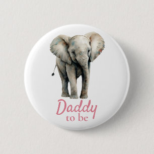 Elephant  Daddy Baby Shower Pink Button