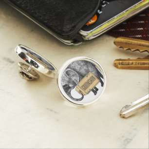 Elephant Damask Abstract Groomsman Pin