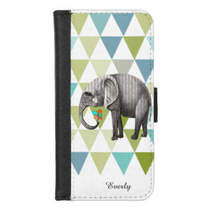Elephant Damask Abstract Triangle Bunting Art iPhone 8/7 Wallet Case