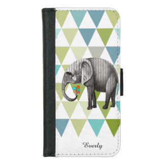Elephant Damask Abstract Triangle Bunting Art iPhone 8/7 Wallet Case