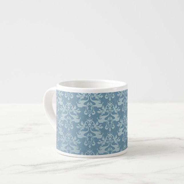 Elephant damask blue expresso mug (Front Left)