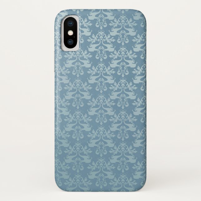 Elephant damask blue patterned iPhone case (Back)