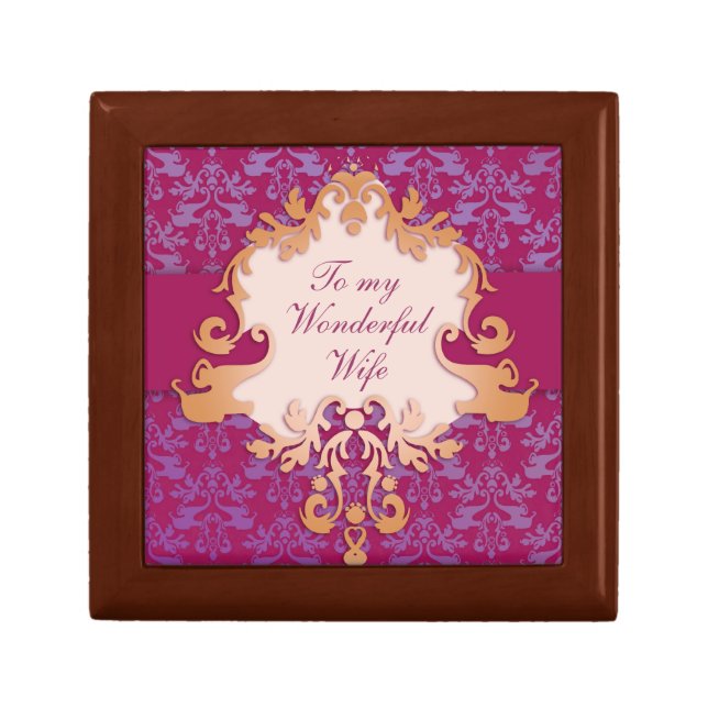 Elephant damask "custom" gift box red/gold (Front)