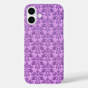 Elephant damask lilac patterned iPhone 16 plus case
