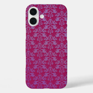 Elephant damask purple red iphone iPhone 16 plus case