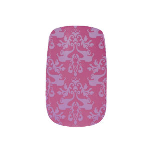 Elephant damask red purple graphic nails minx nail art