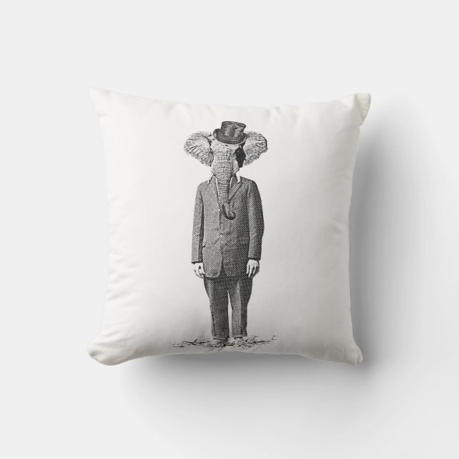 Elephant dandy throw pillow (Front)