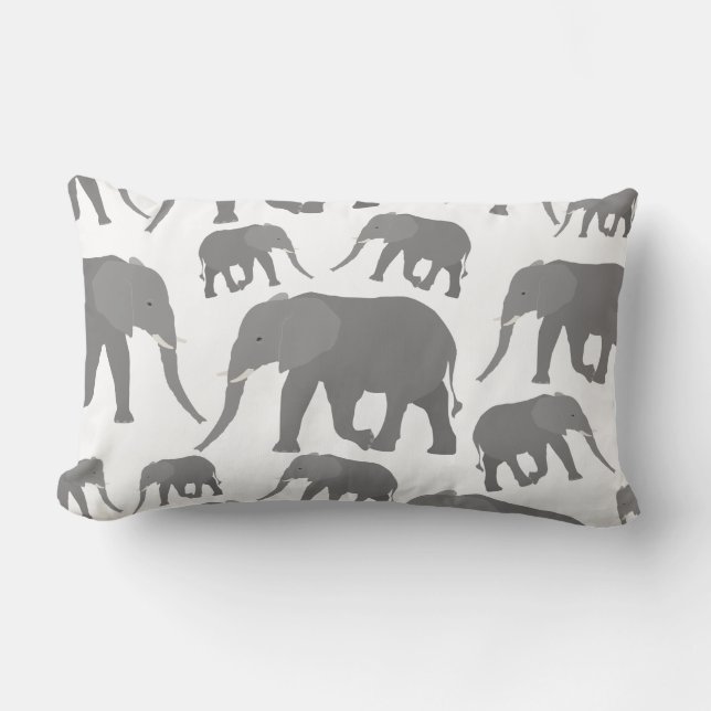 Elephant Design Lumbar Pillow (Front)