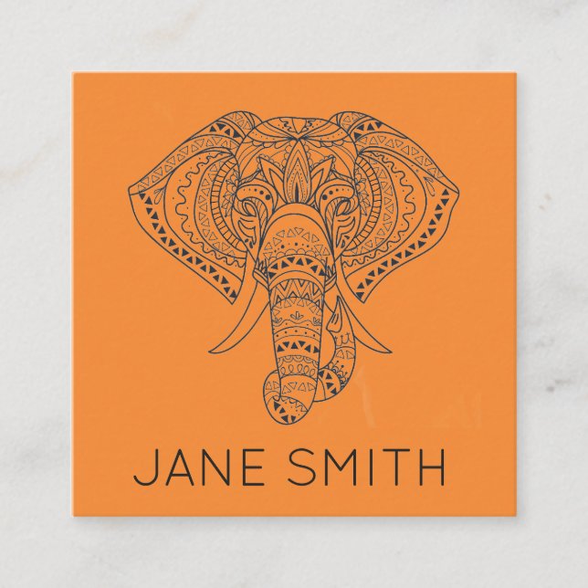 Elephant design modern stylish creative industry square business card (Front)