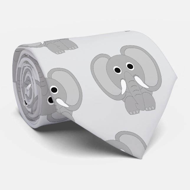 Elephant Design Neck Tie (Rolled)