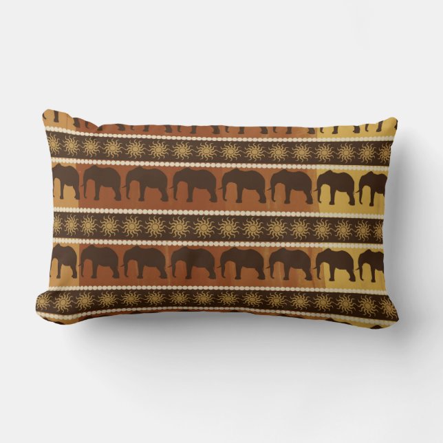 Elephant Design Pattern Throw Pillow (Front)
