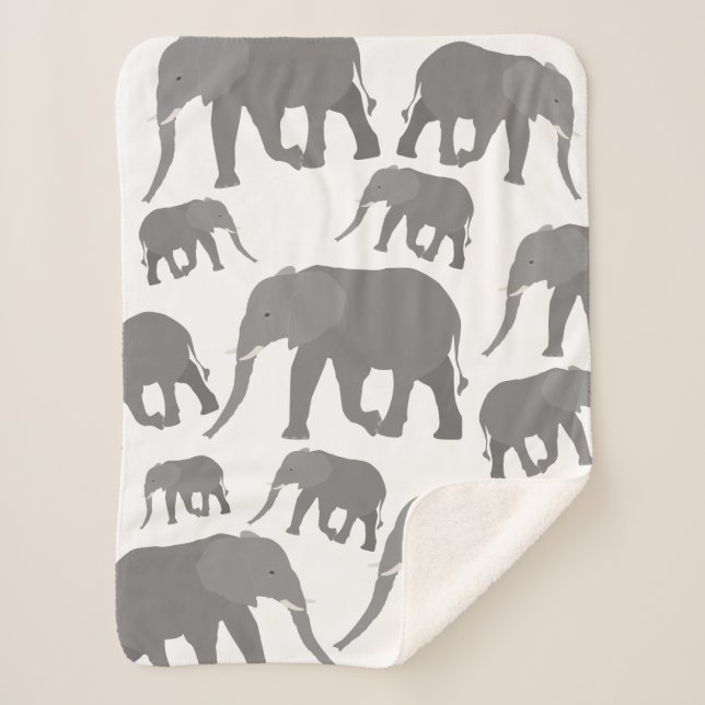 Elephant Design Sherpa Blanket (Front)