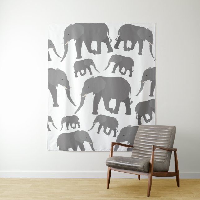 Elephant Design Tapestry (In Situ)